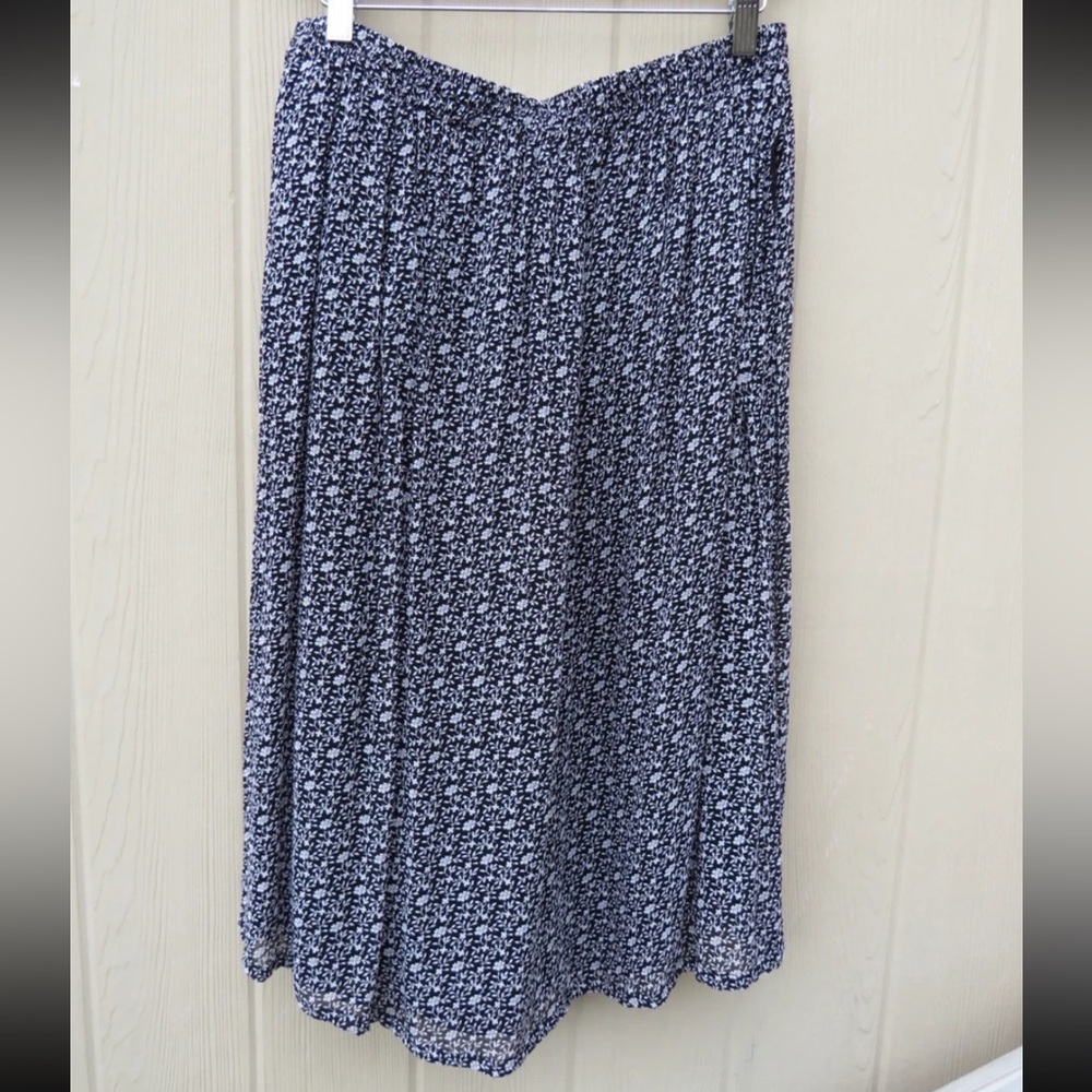 April Cornell Black and White Floral Maxi Skirt L